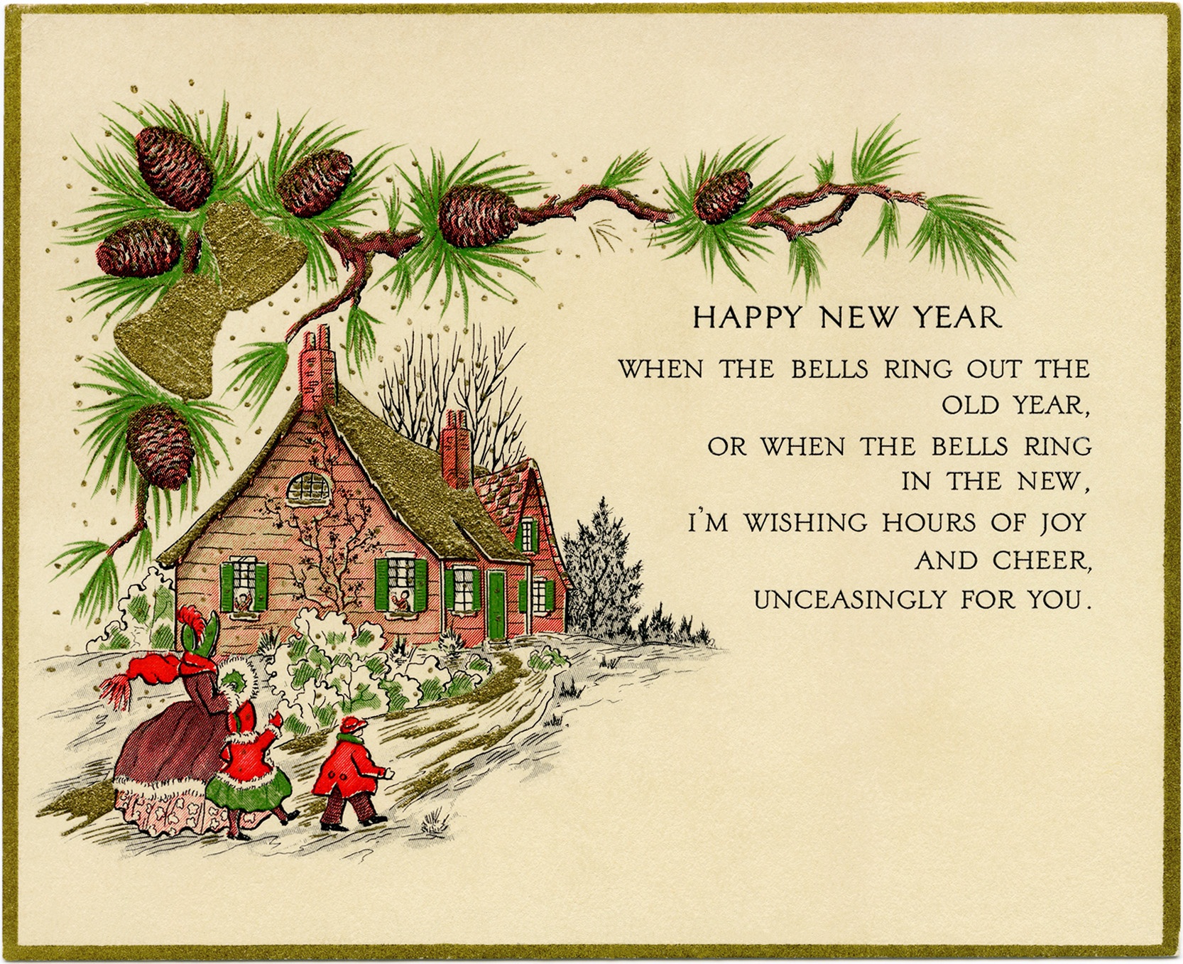 Vintage New Year Greeting Card - Old Design Shop Blog - Free Printable Happy New Year Cards