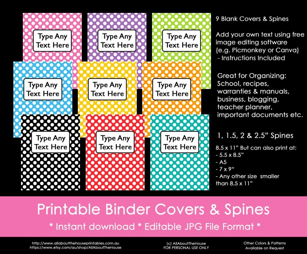 Free Editable Printable Binder Covers And Spines Word