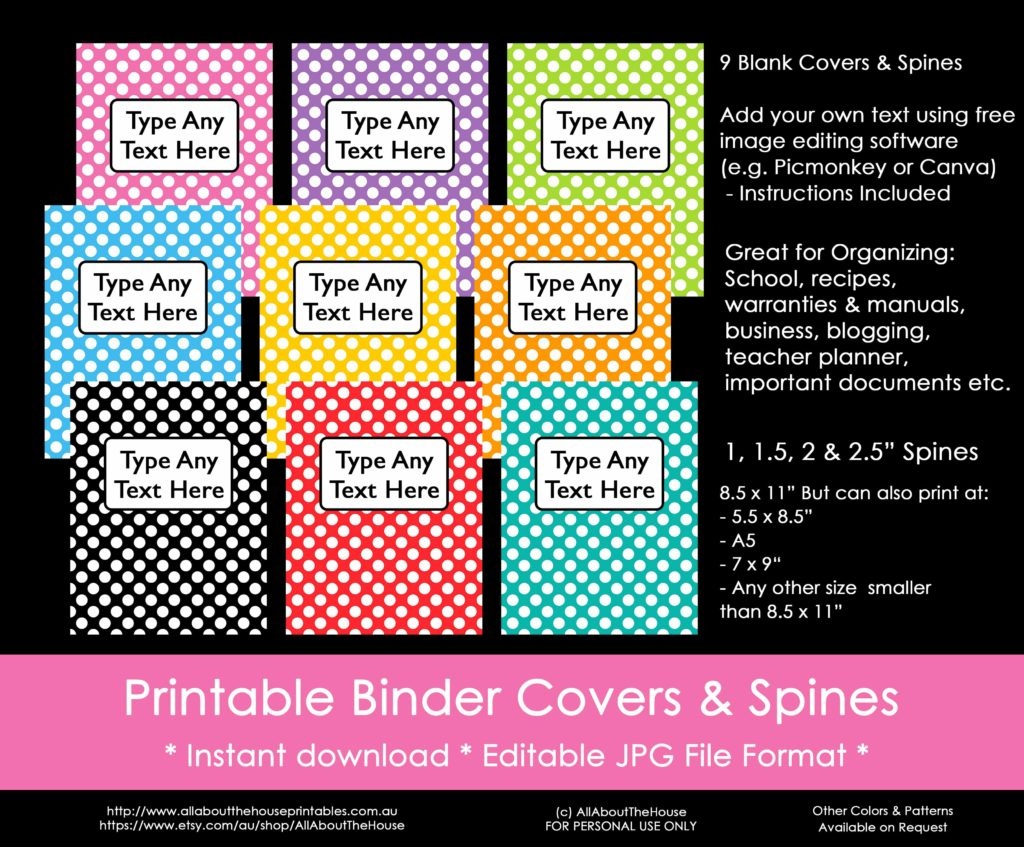 Free Editable Printable Binder Covers And Spines Free Printable