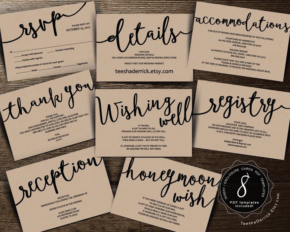 Wedding Insert Cards Pdf Template (Instant Download), Enclosure Card - Free Printable Registry Cards