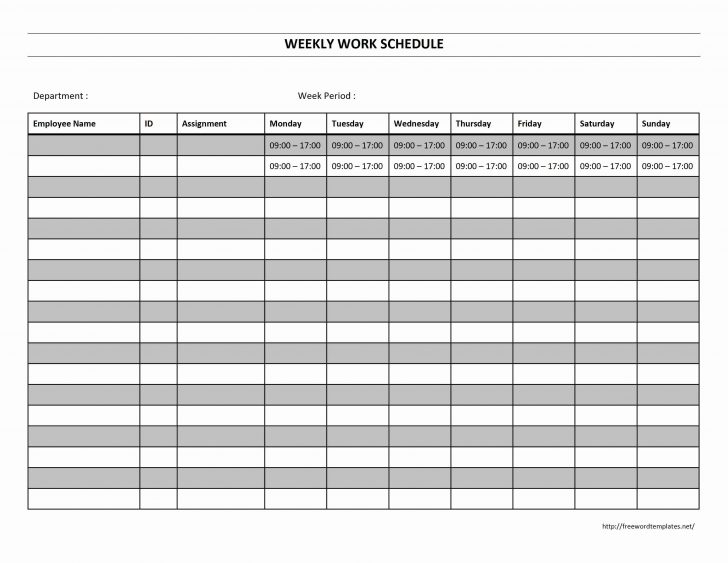 Free Printable Weekly Work Schedule