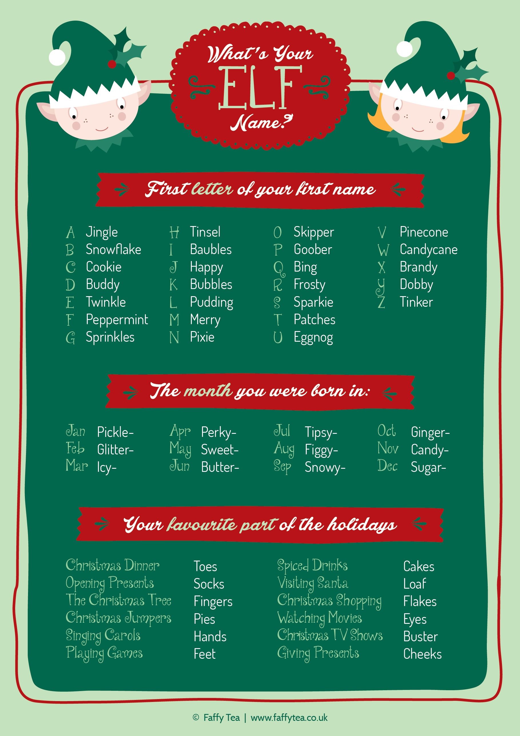What's Your Elf Name? Ours Is Peppermint Tipsy-Feet! Fun Free - Quiz Generator Free Printable