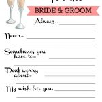 Wishes For Bride & Groom Free Printable | Lets Party In 2019   Free Printable Bridal Shower Advice Cards