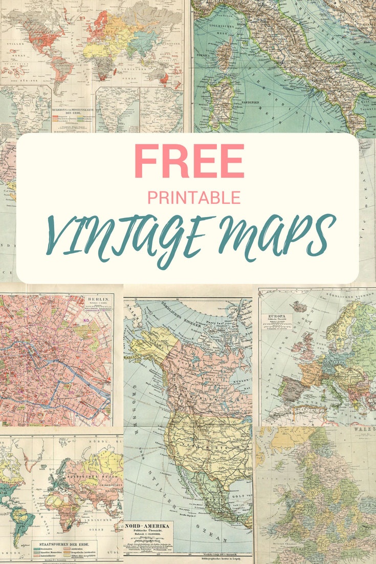 Wonderful Free Printable Vintage Maps To Download - Pillar Box Blue - Free Vintage Printables