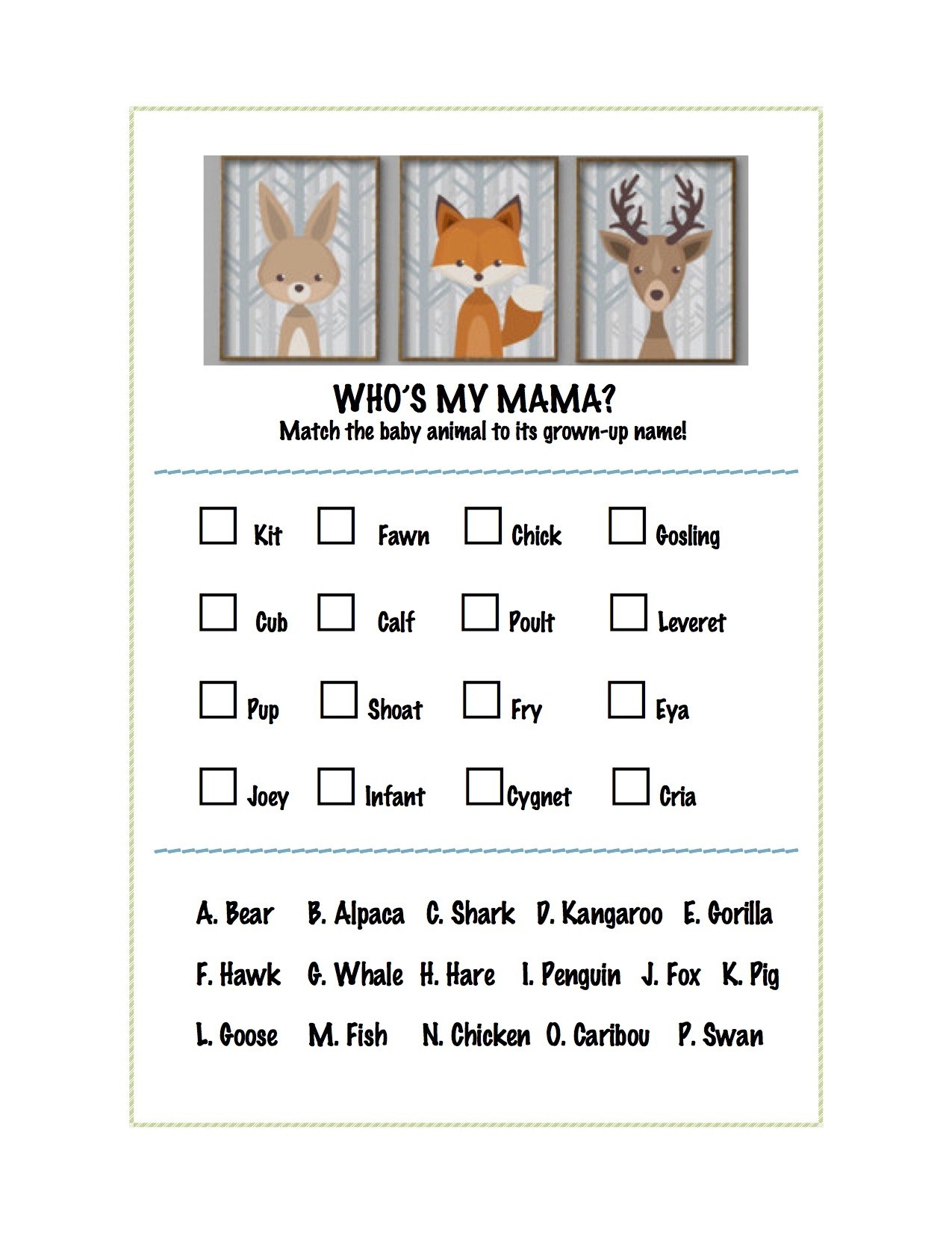 Woodland Creatures Baby Shower - A Love Letter To Food - Free Woodland Baby Shower Printables