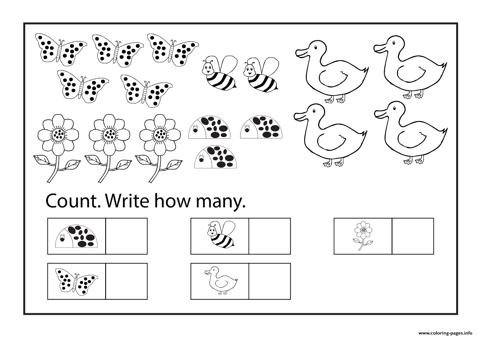 Worksheets Kindergarten Free Printable Educational Counting Coloring - Free Printable Worksheets For Kids
