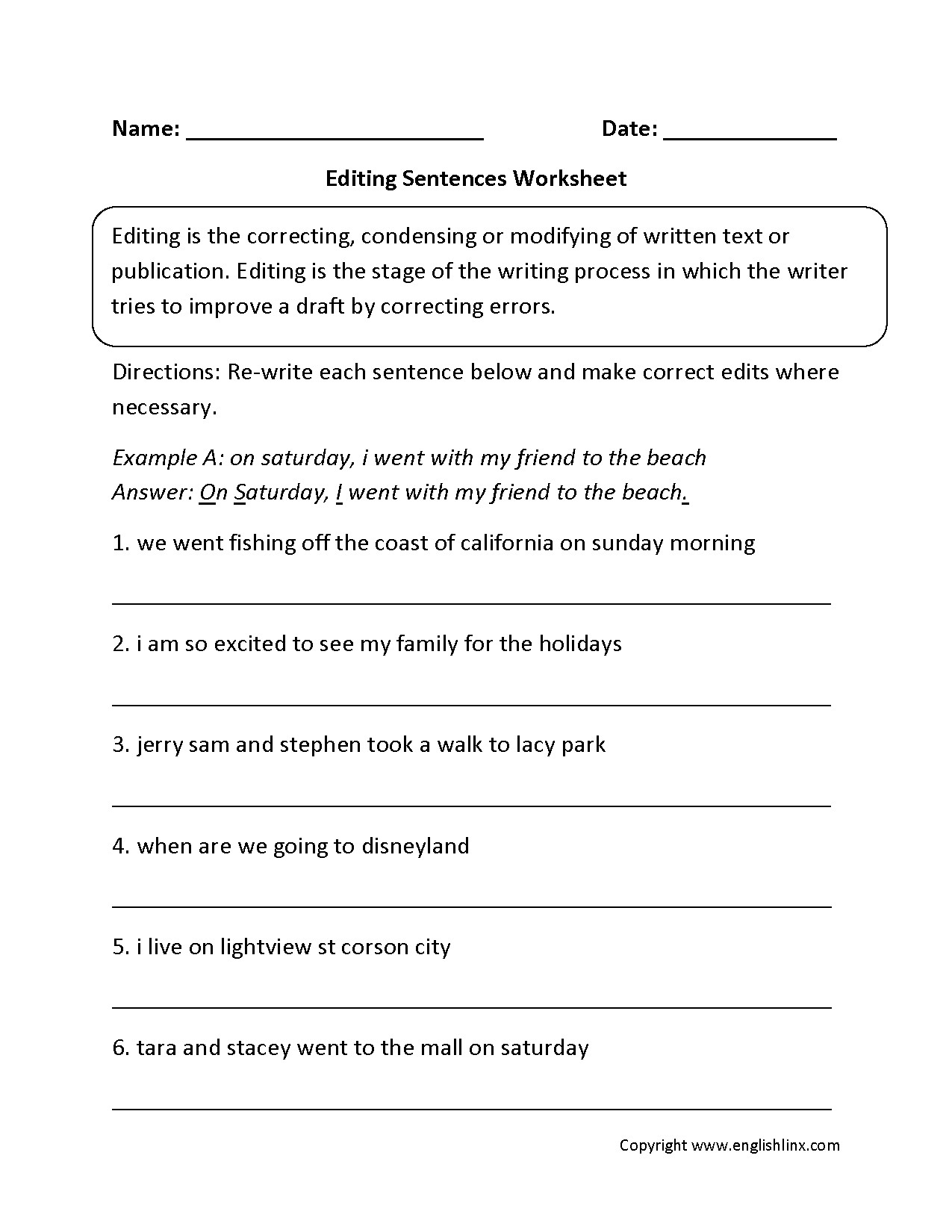 Correcting Run On Sentences Worksheet Free Esl Printable Free 