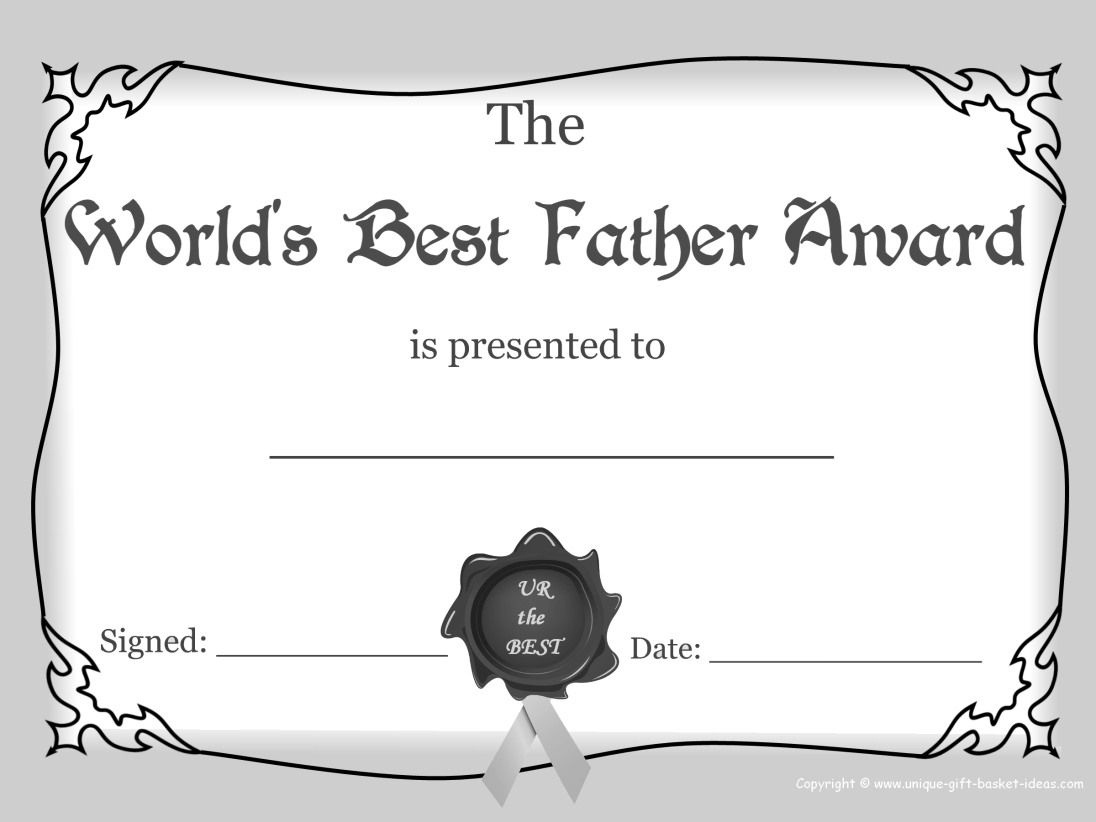 Worlds+Greasest+Dad+Certificate+Award+Images+White+And+Black | Free - Free Printable Best Daughter Certificate