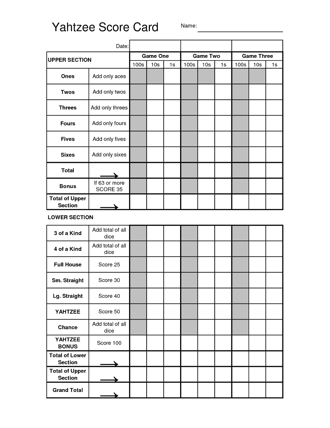 Yahtzee Score Sheets Printable | Yahtzee Score Sheets | Yahtzee - Free Printable Pinochle Tallies