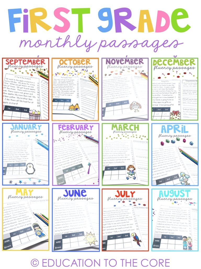 Your Free 1St Grade Fluency Passages - Education To The Core - Free Printable First Grade Fluency Passages