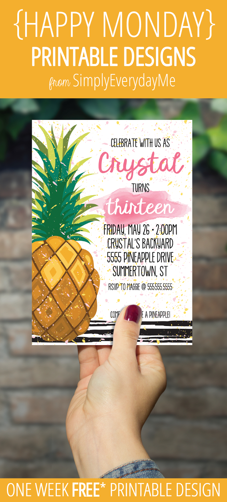 Your Weekly Free* {Happy Monday} Printable Design From - Free Printable Pineapple Invitations