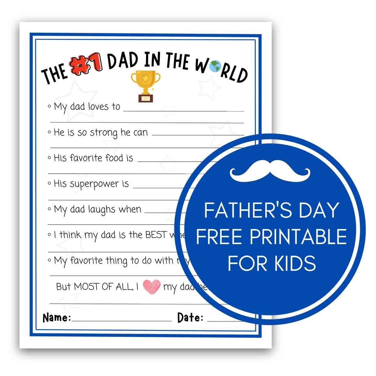 1 Best Dad Father'S Day Free Printable - Mindymakes with regard to Free Preschool Fathers Day Printables