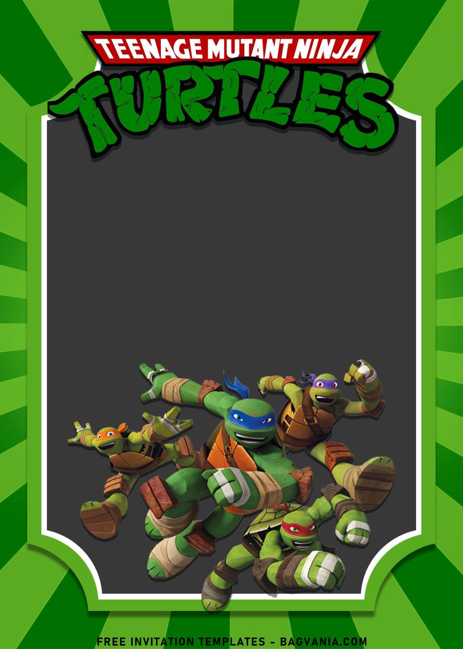 10+ Awesome Teenage Mutant Ninja Turtles Birthday Invitation throughout Free Printable Tmnt Birthday Invitation Template