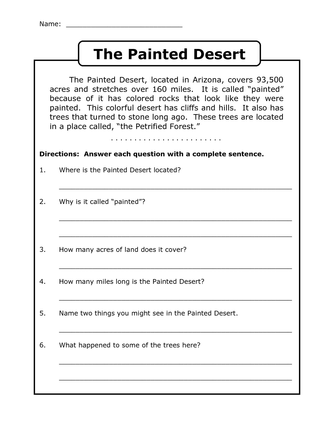 10 Best 4Th Grade Reading Worksheets Free Printable - Printablee inside Free Printable 4Th Grade Reading Worksheets