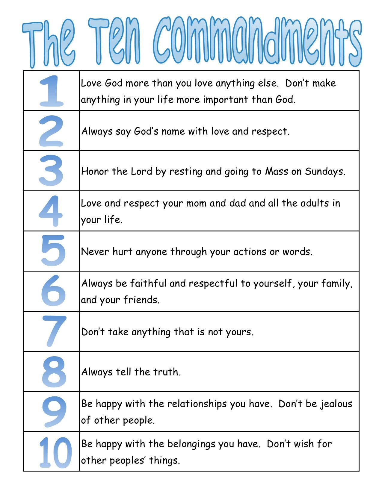 10 Commandments Printable - Printable Bingo Cards pertaining to Free Catholic Ten Commandments Printable