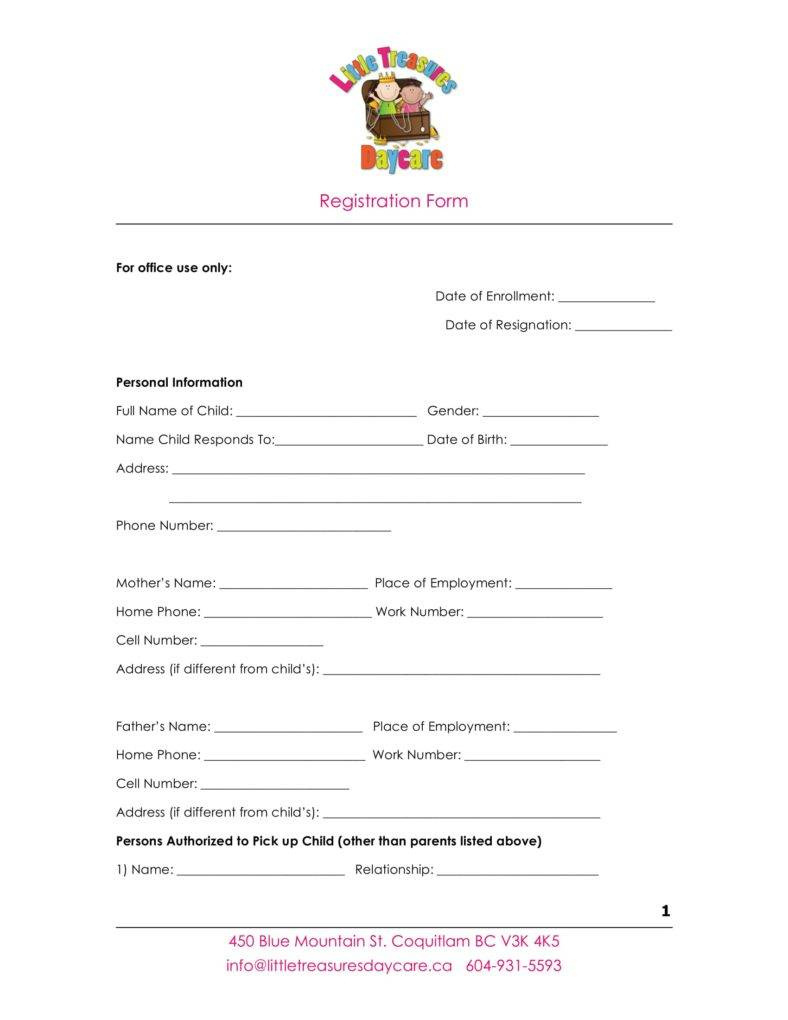 10+ Daycare Application Form Templates - Pdf, Doc Format Download with Free Printable Daycare Forms For Parents