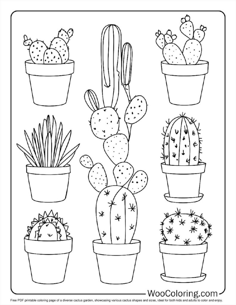 100+ Cactus Coloring Pages (Free Pdf To Print) | Woo Coloring throughout Free Printable Cactus