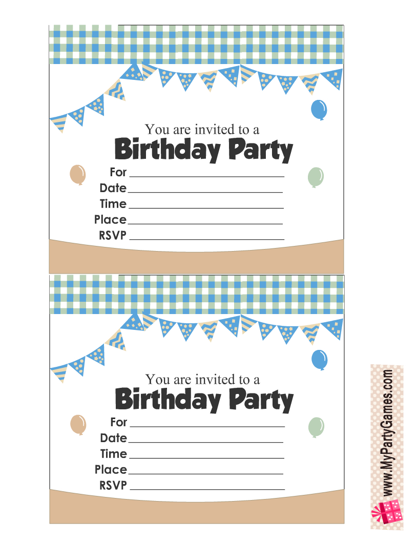100 Free Printable Kids Birthday Party Invitations - Worksheets throughout Free Printable Boy Birthday Invitations