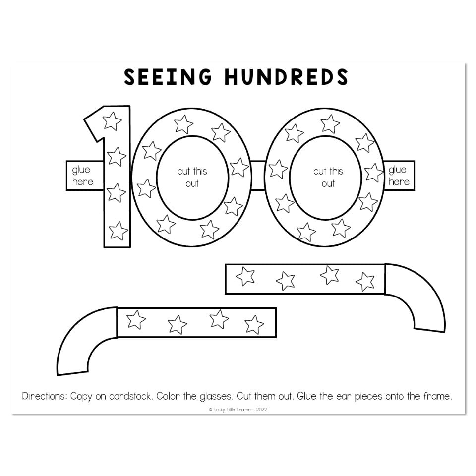 100Th Day - Seeing Hundreds Glasses - Lucky Little Learners within 100Th Day Of School Printable Glasses Free