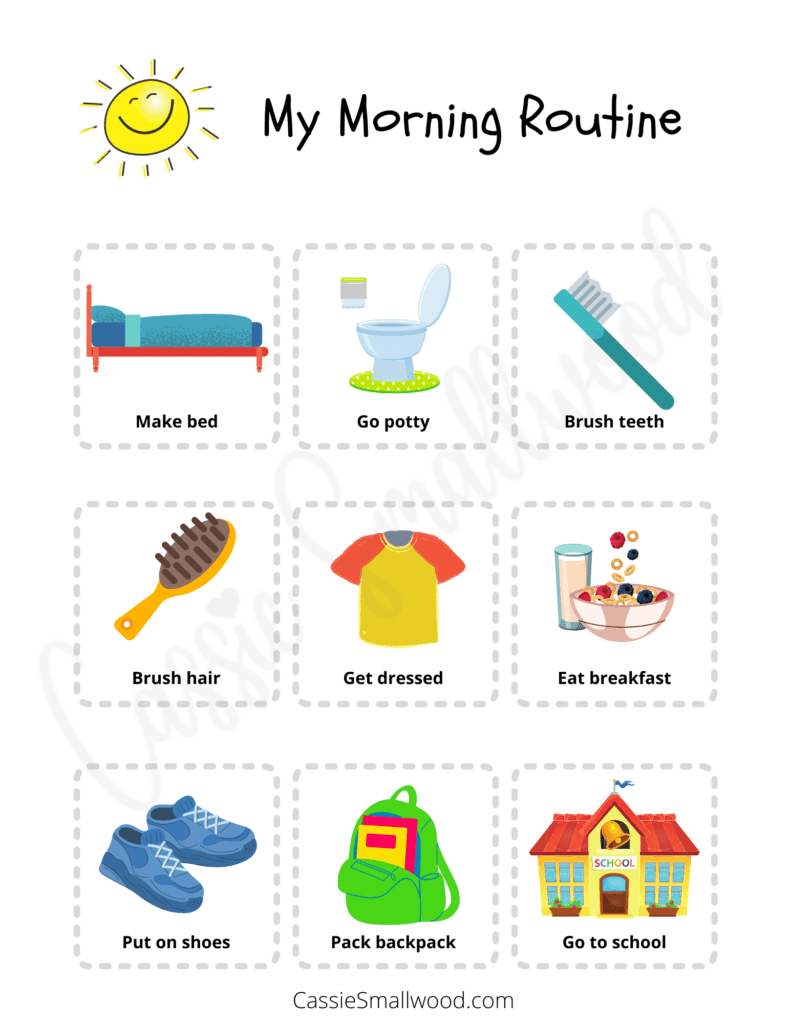 11 Daily Routine Checklists For Kids (Free Printable) - Cassie with regard to Free Printable Morning Routine Charts With Pictures