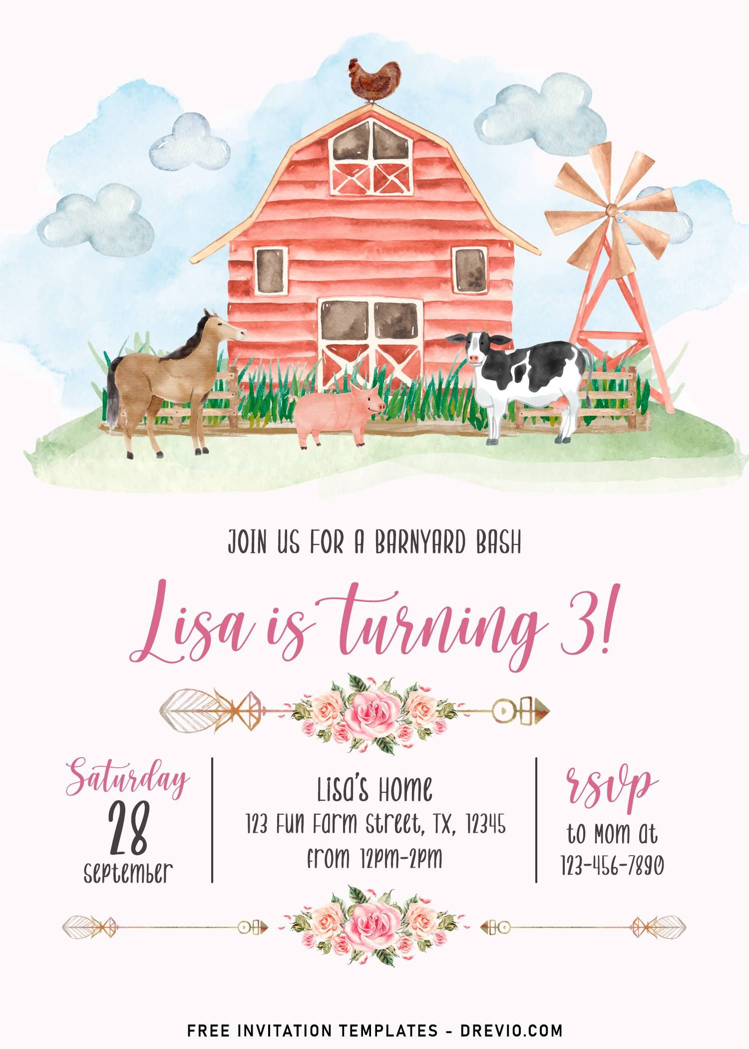 11+ Farm Animals Birthday Invitation Templates For Your Kids regarding Free Printable Farm Birthday Invitations