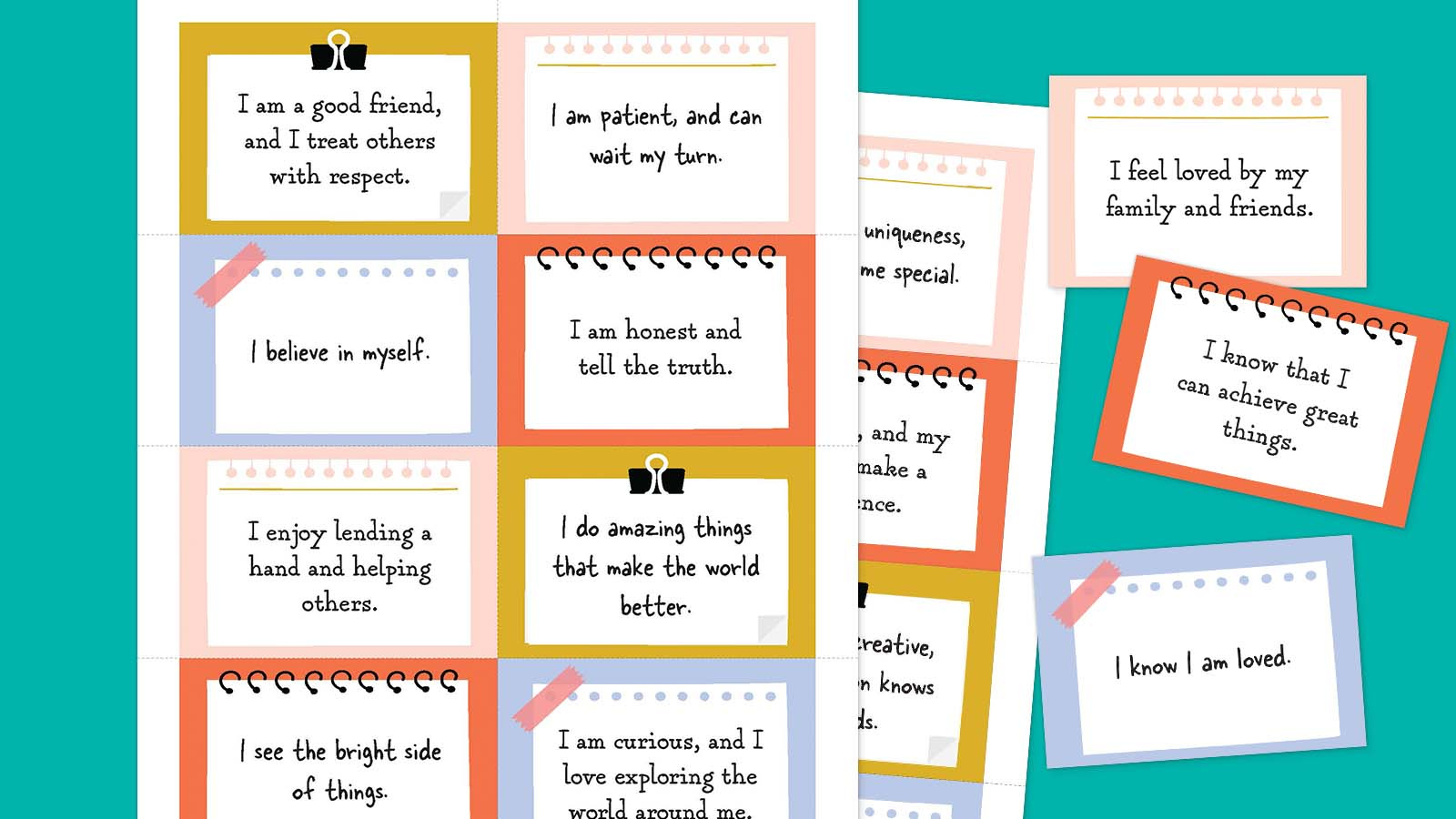 111 Daily Positive Affirmations For Kids (Free Printable Cards) throughout Free Printable Positive Affirmation Cards