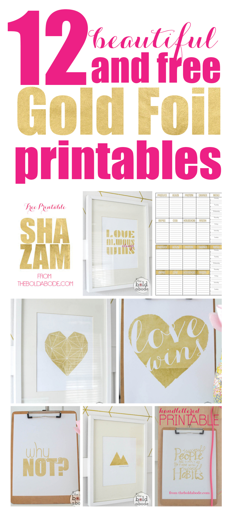 12 Beautiful (And Free) Gold Foil Printables in Free Printables For Foiling