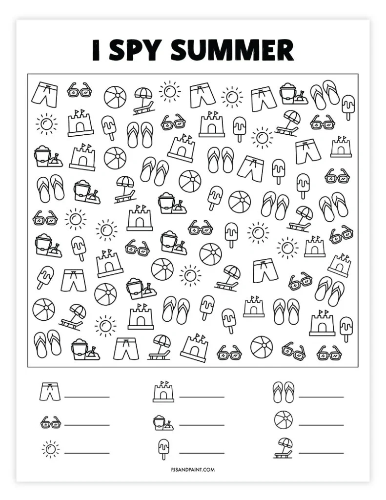 12 Free Printable Summer Games And Activities - Pjs And Paint for Free Printable Summer Games