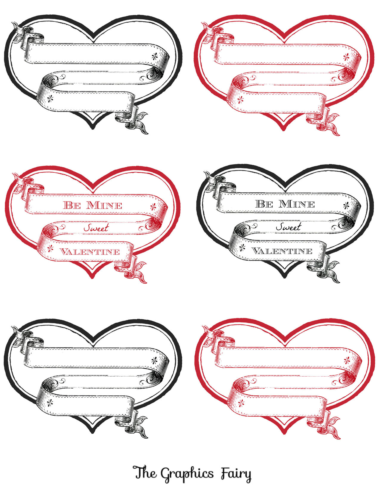 12+ Printable Valentine Heart Images! - The Graphics Fairy within Free Printable Valentine Graphics