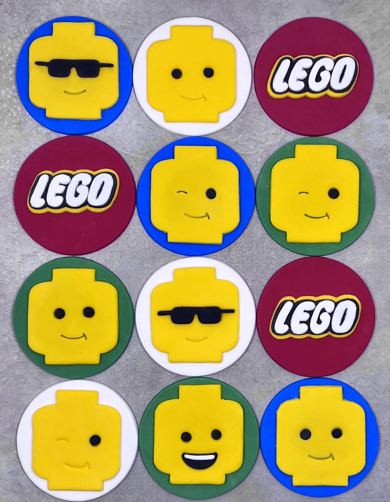 12 X Fondant Lego Cupcake Toppers intended for Free Printable Lego Cupcake Toppers