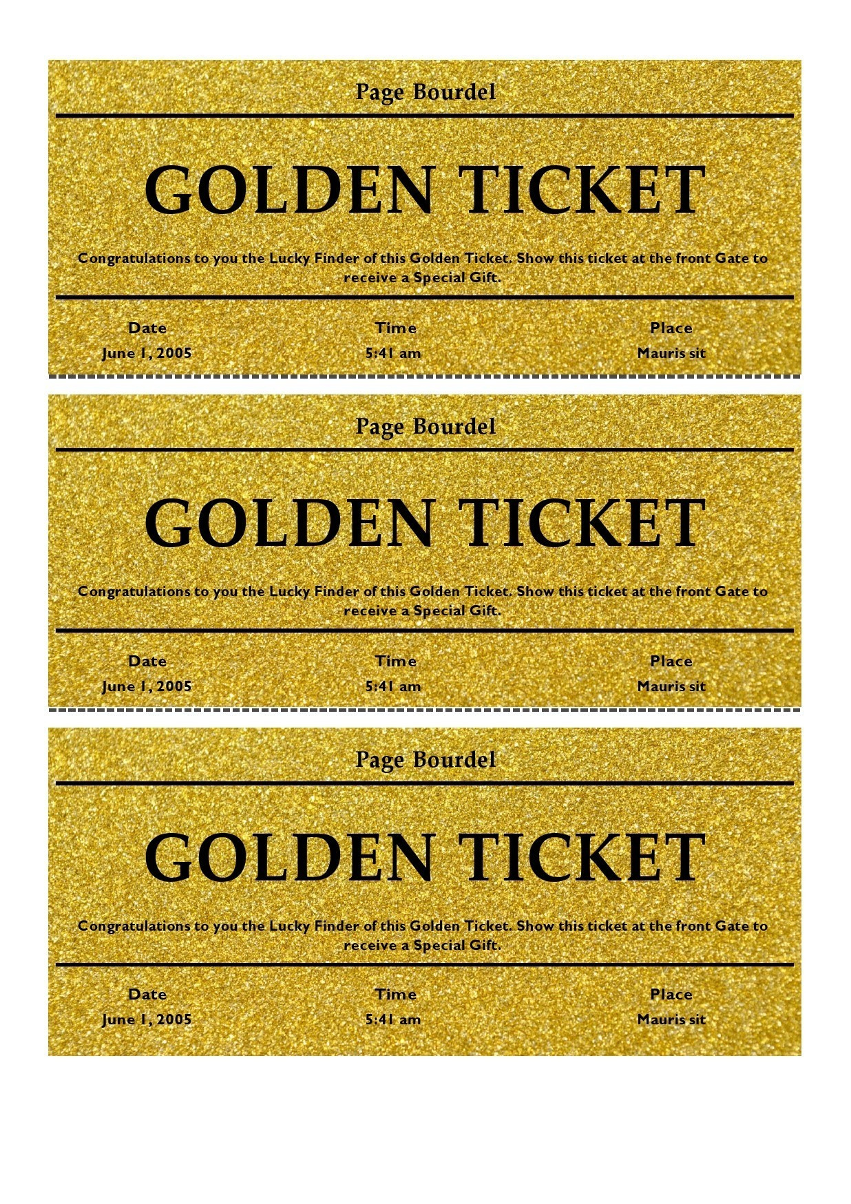 13 Editable Golden Ticket Templates (Free Downloads) intended for Golden Ticket Printable Free