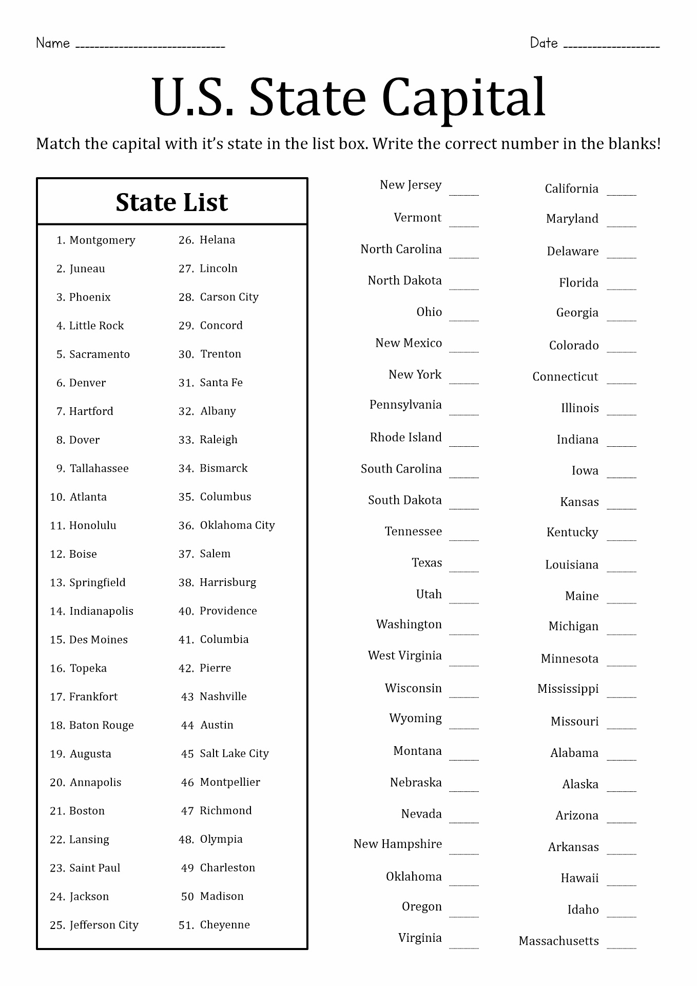 13 Fifty States Worksheets - Free Pdf At Worksheeto for Free Printable States And Capitals Worksheets
