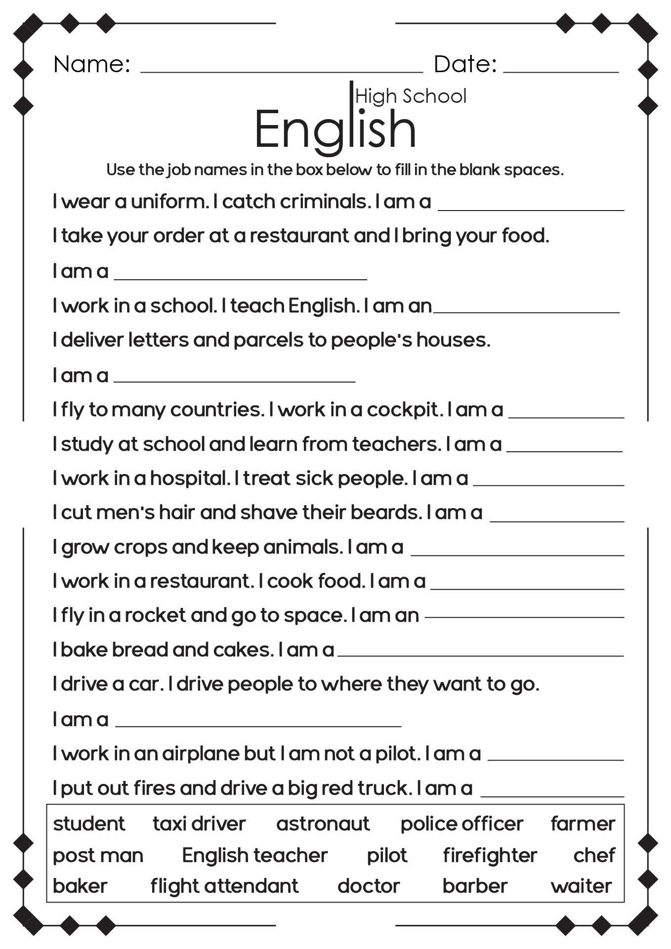 13 High School English Language Arts Worksheets - Free Pdf At with Free Printable Esl Worksheets For High School