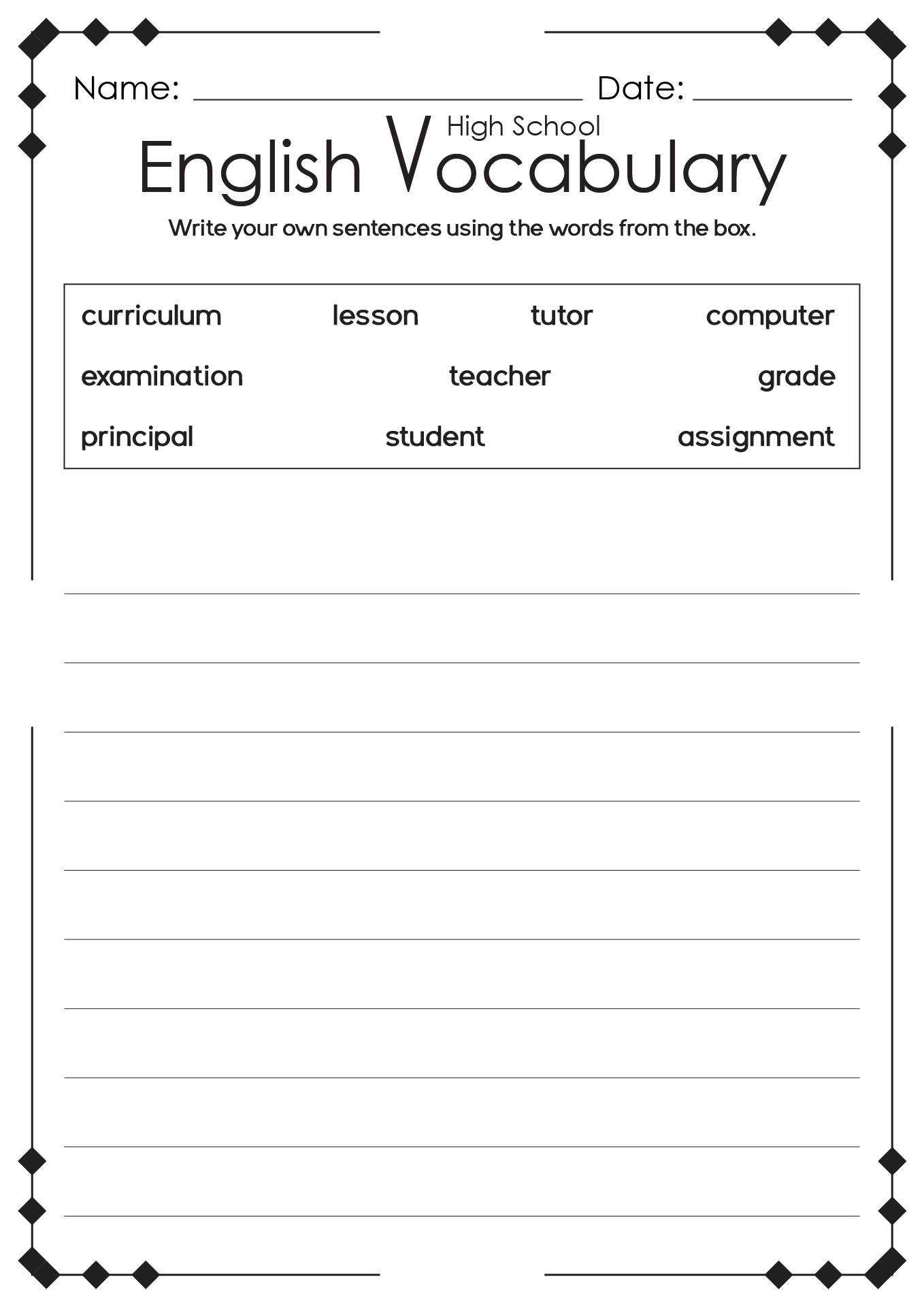 13 High School English Language Arts Worksheets - Free Pdf At within Free Printable Esl Worksheets For High School