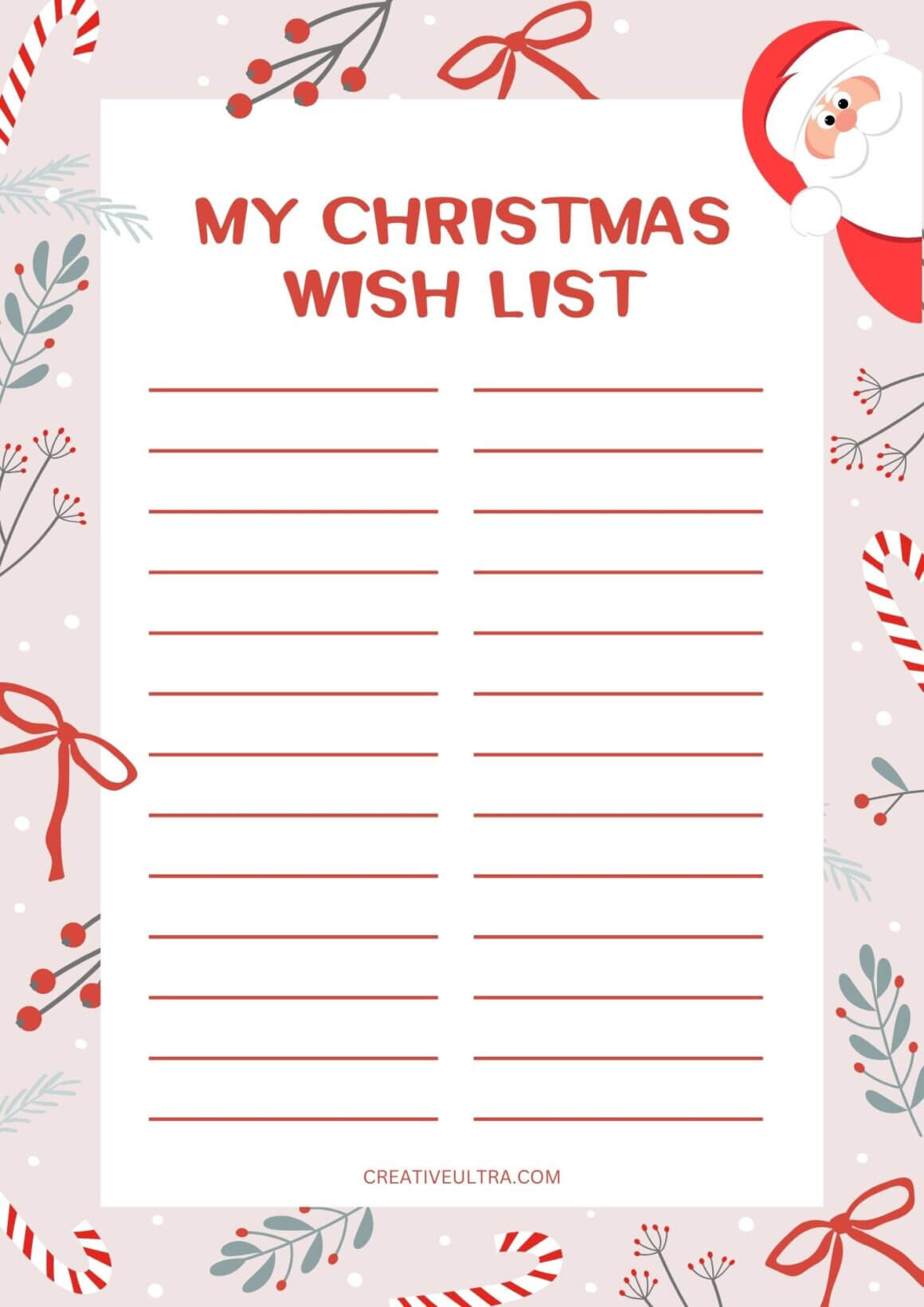 15 Free Printable Christmas Lists (Pdf Download!) in Free Printable Christmas Wish List