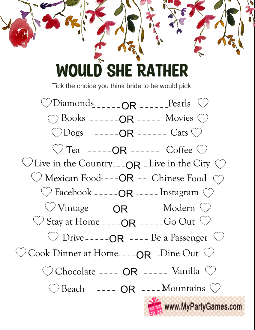 15 Free Printable Wildflower Bridal Shower Games Bundle pertaining to Free Printable Household Shower Games