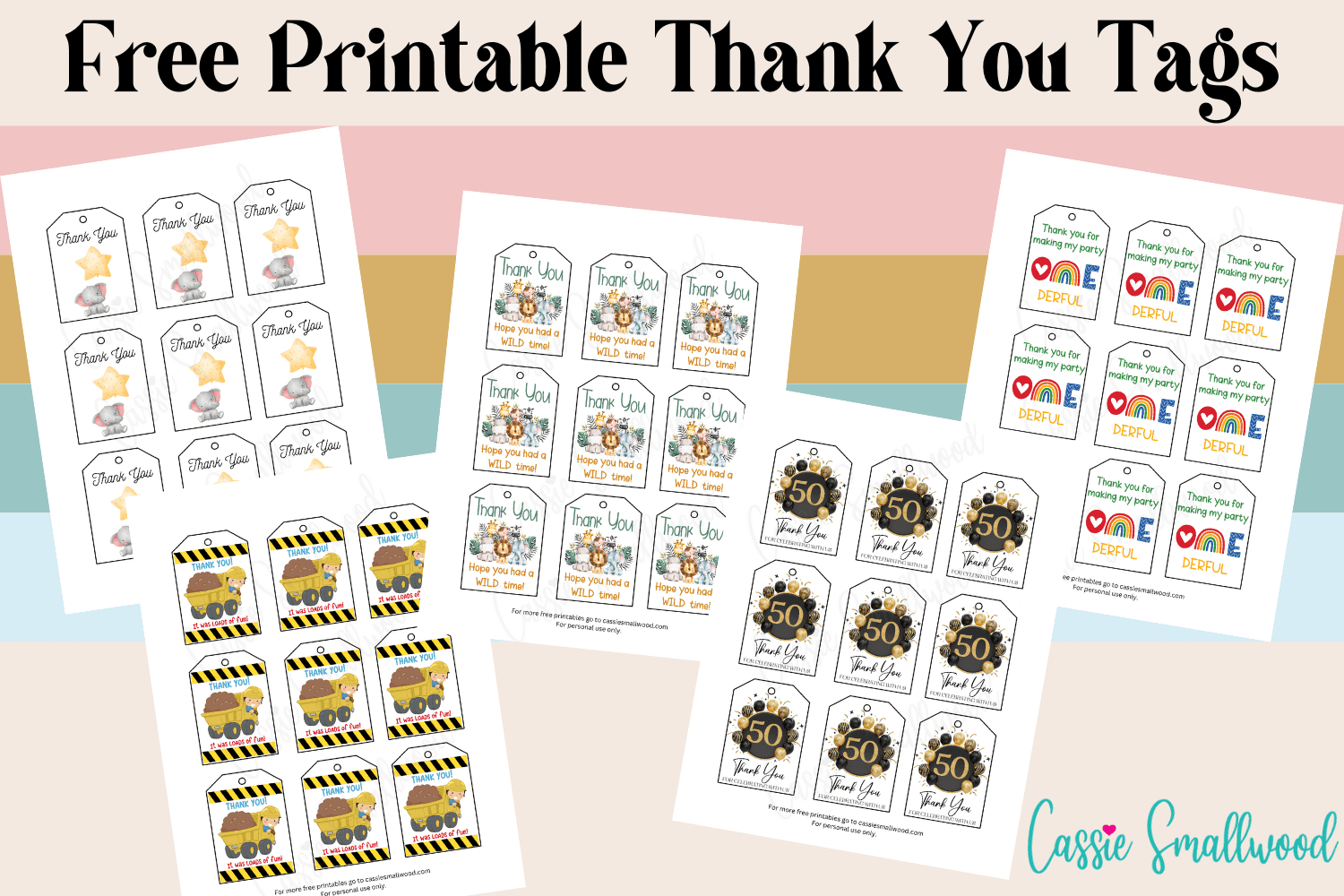 15 Insanely Cute Thank You Tags (Free Printable) - Cassie Smallwood intended for Party Favor Tags Free Printable