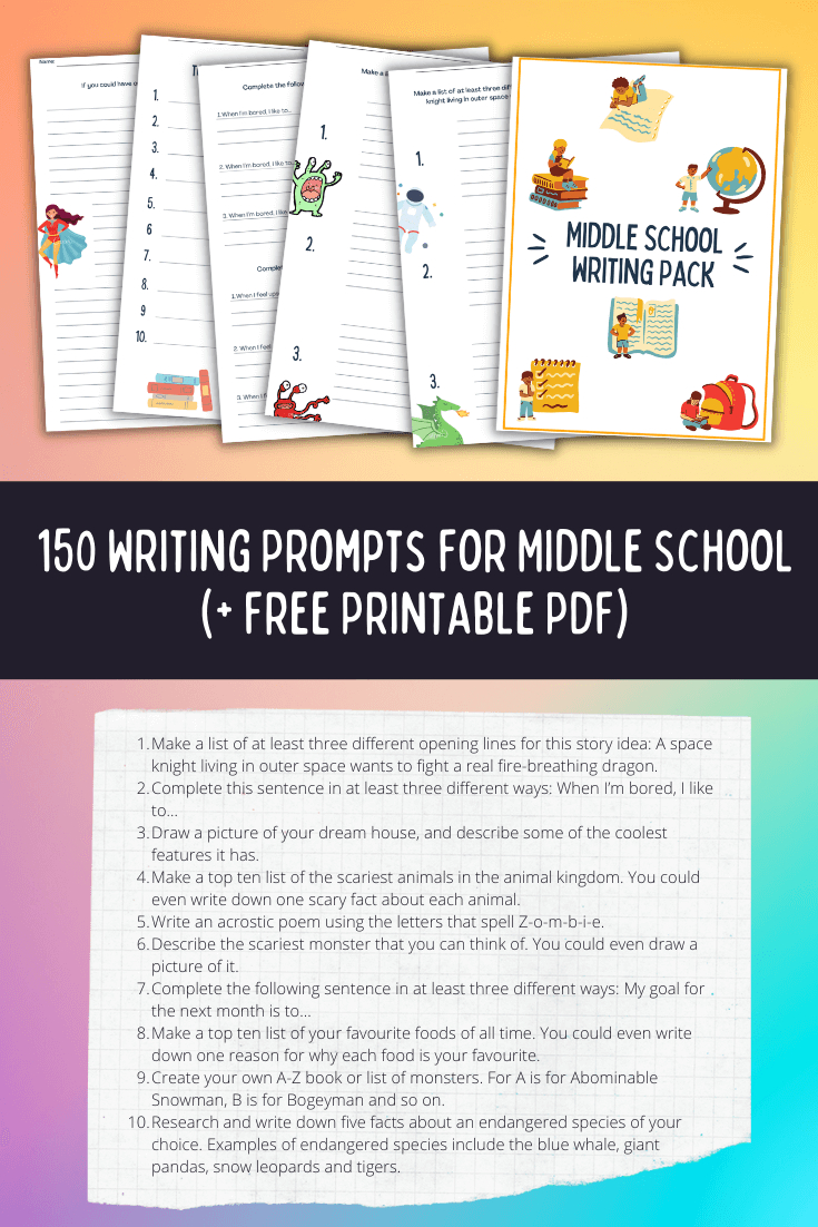 150 Writing Prompts For Middle School | Imagine Forest pertaining to Free Printable Writing Prompts For Middle School