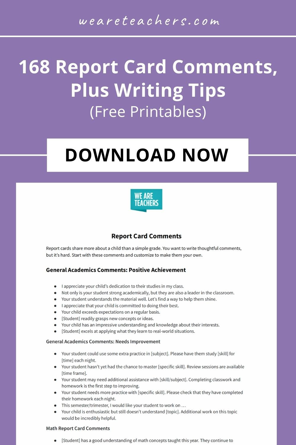 168 Report Card Comments, Plus Writing Tips (Free Printables) within Free Printable Report Card Comments