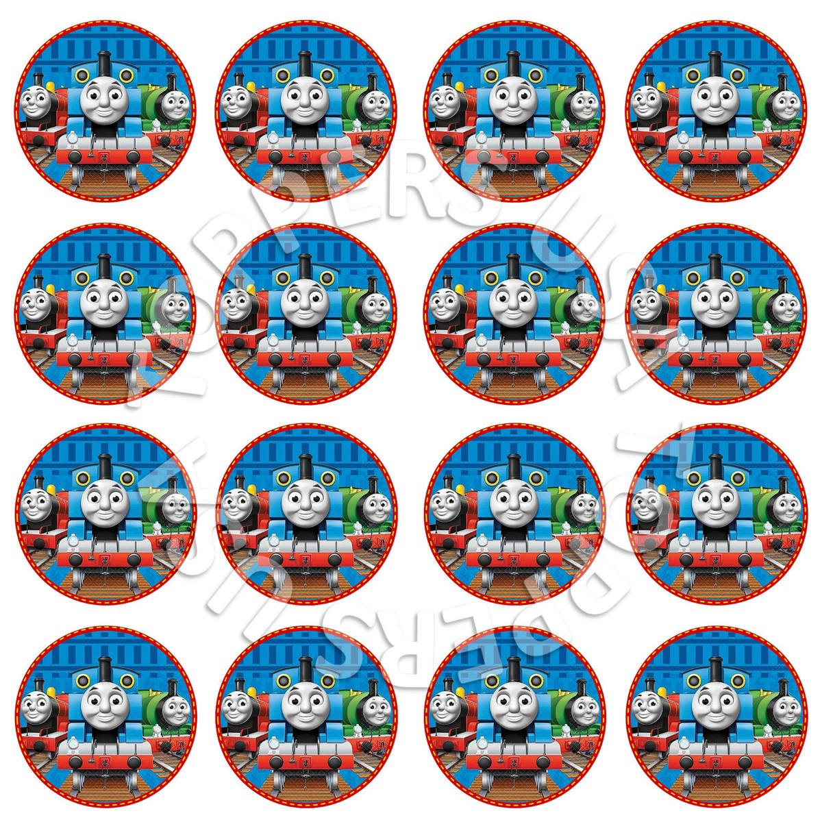 16X Edible Thomas The Tank Engine Train Cupcake Toppers Wafer Paper 4Cm  (Uncut) in Free Printable Train Cupcake Toppers