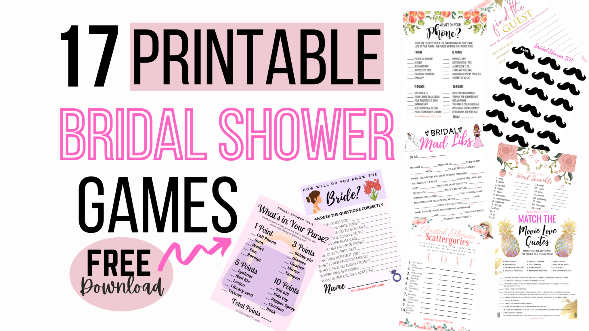 17 Free Printable Bridal Shower Games | Bridal Shower 101 with Free Printable Bridal Shower Games And Activities