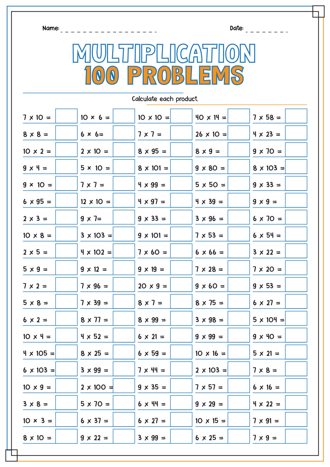 17 Hard Multiplication Worksheets 100 Problems - Free Pdf At intended for Free Printable Multiplication Worksheets 100 Problems