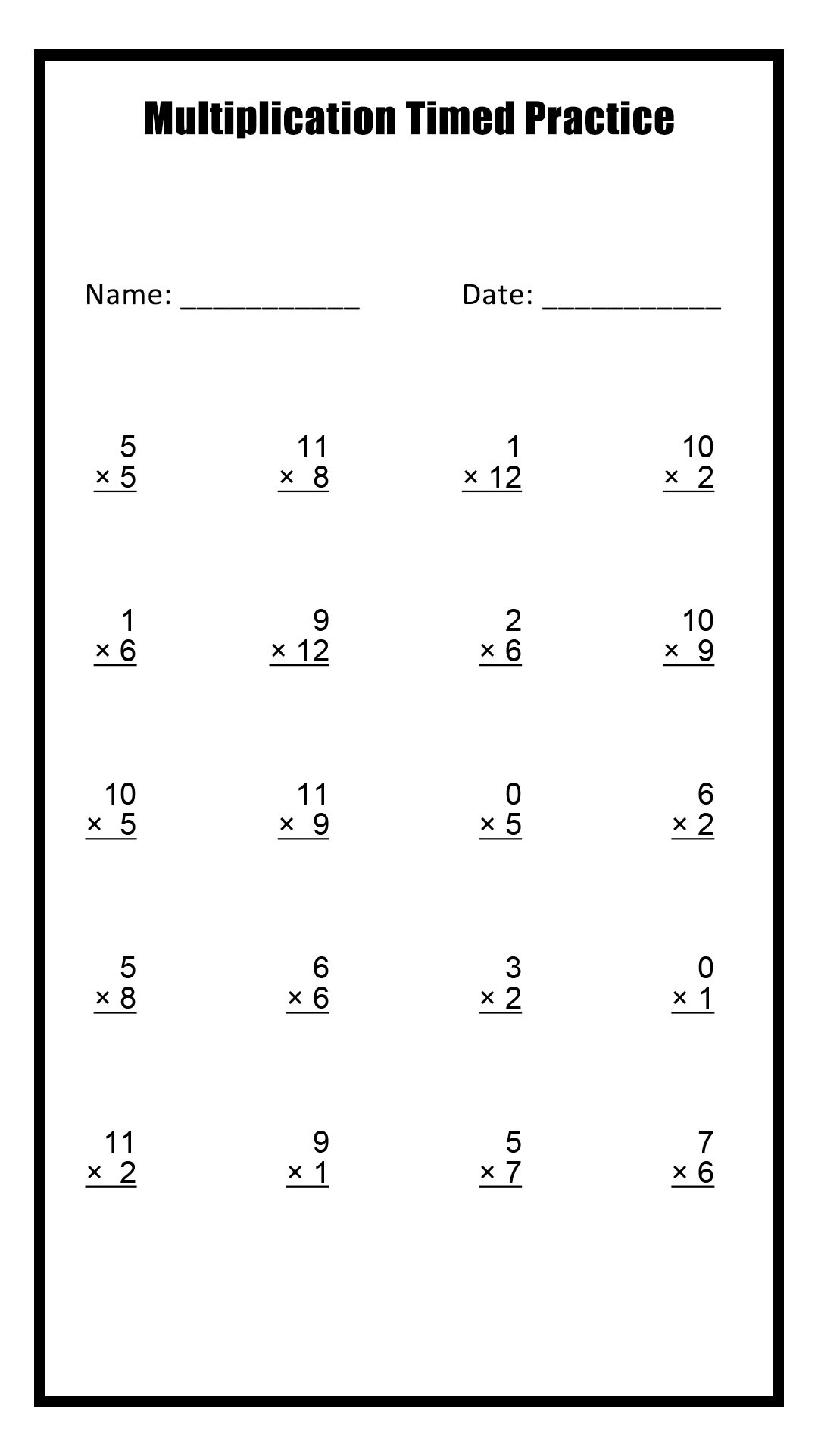 19 Timed Multiplication Worksheets - Free Pdf At Worksheeto throughout Free Printable Multiplication Timed Tests