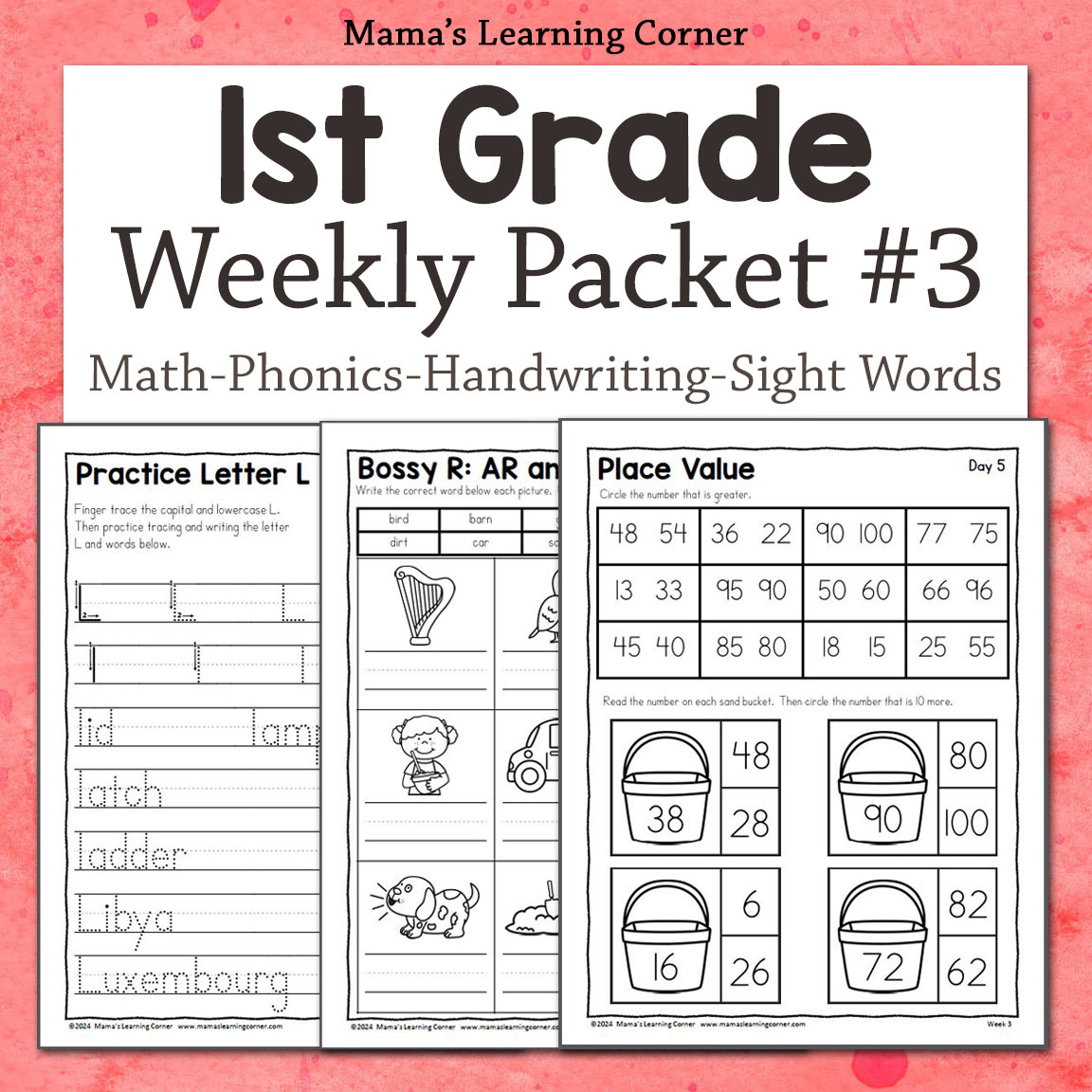 1St Grade Weekly Worksheet Packet #3 - Mamas Learning Corner with regard to Free Printable Worksheets For 1St Grade