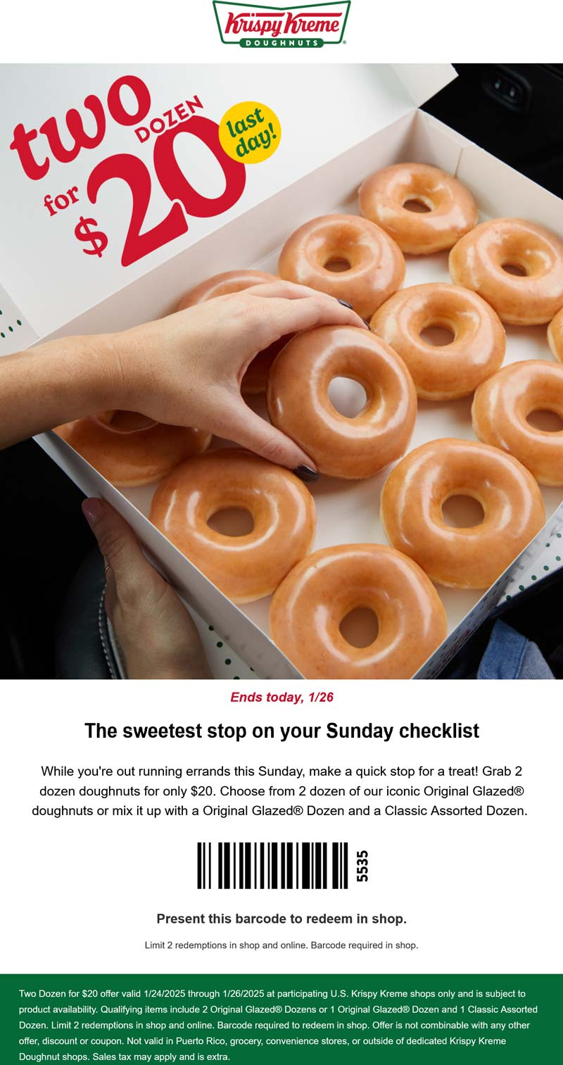 2 Dozen Doughnuts = $20 Today At Krispy Kreme | Krispy Kreme with Free Printable Krispy Kreme Coupons
