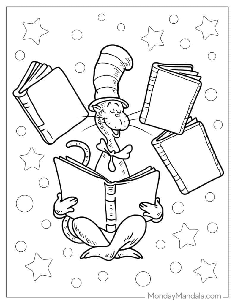 20 Cat In The Hat Coloring Pages (Free Pdf Printables intended for Free Printable Cat In The Hat Pictures