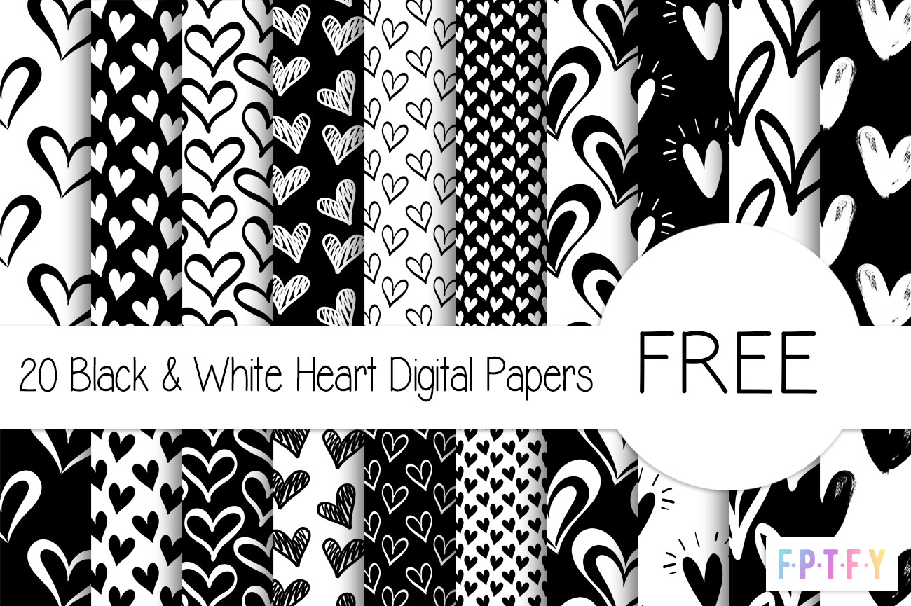 20 Free Black And White Heart Digital Papers - Free Pretty Things for Free Printable Scrapbook Paper