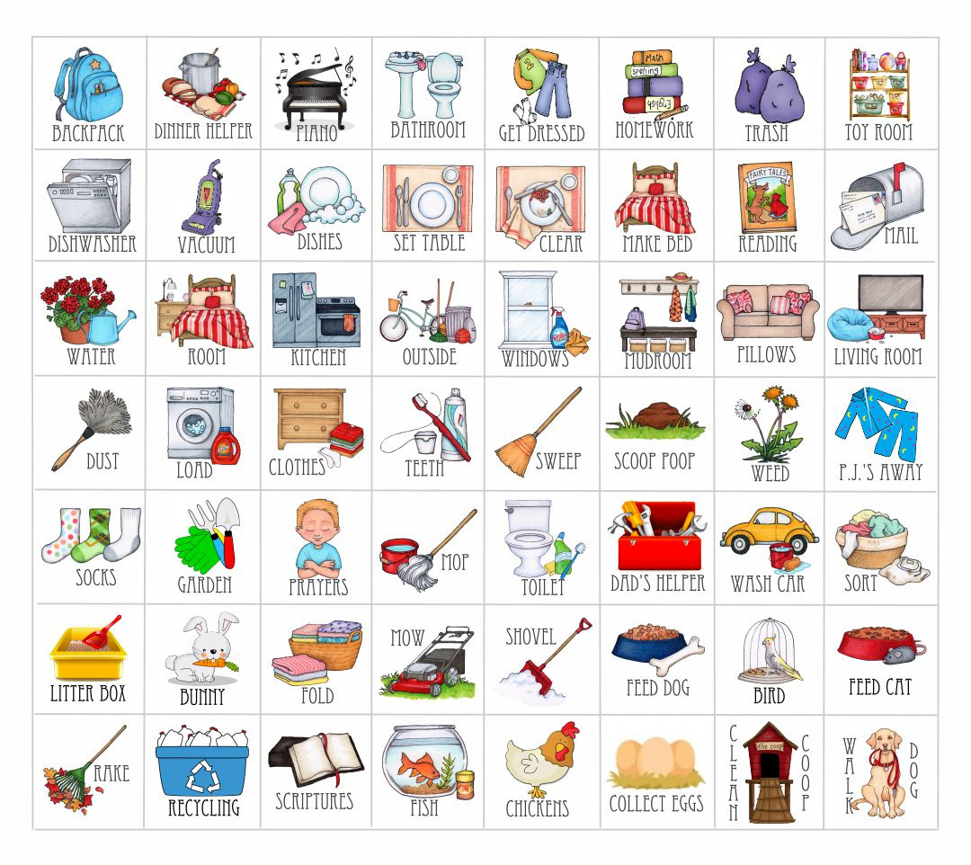 20+ Free Printable Chore Clip Art (Download Pdf Templates inside Chore Stickers Free Printable
