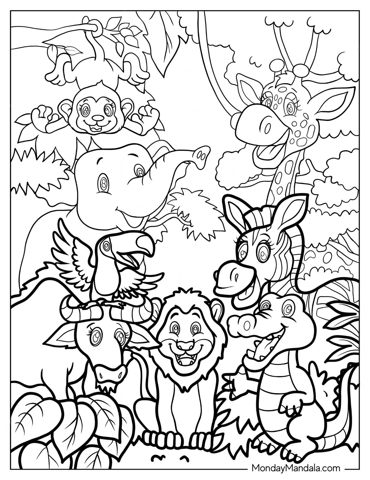 20 Jungle Coloring Pages (Free Pdf Printables) - Worksheets Library intended for Free Jungle Printables