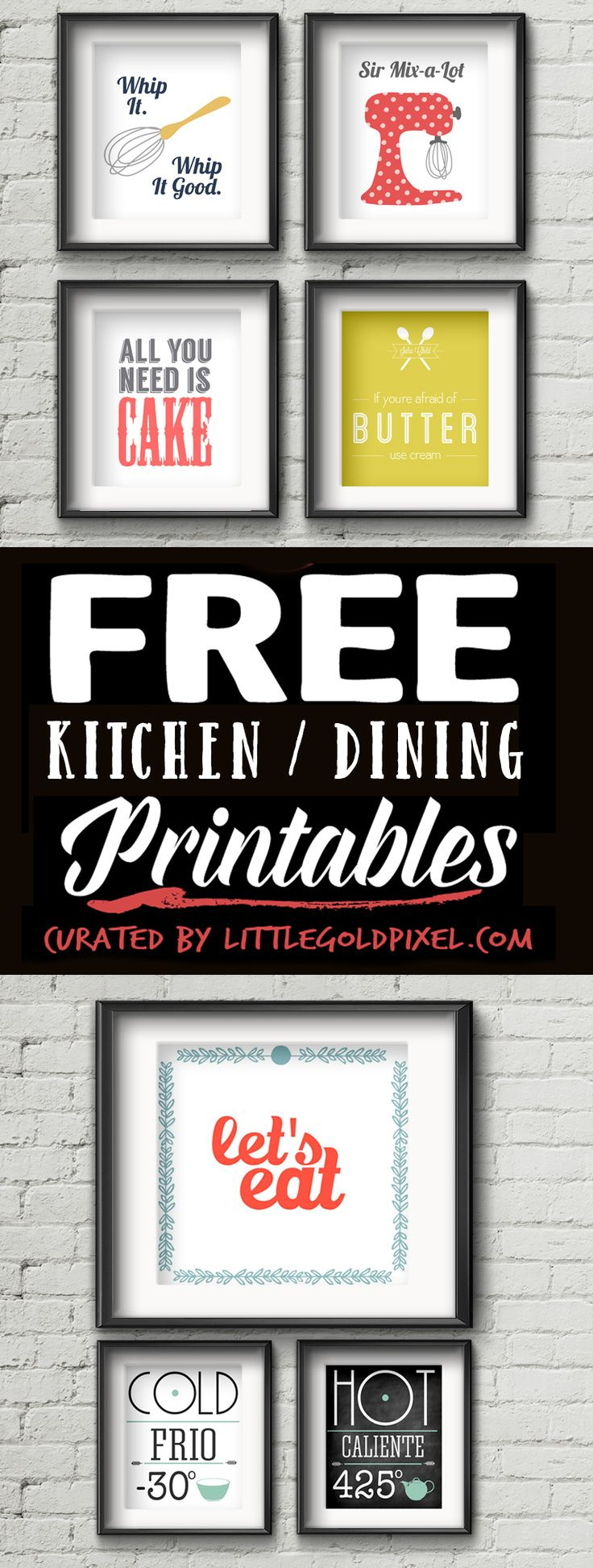 20 Kitchen Free Printables • Wall Art Roundup • Little Gold Pixel for Free Kitchen Printables
